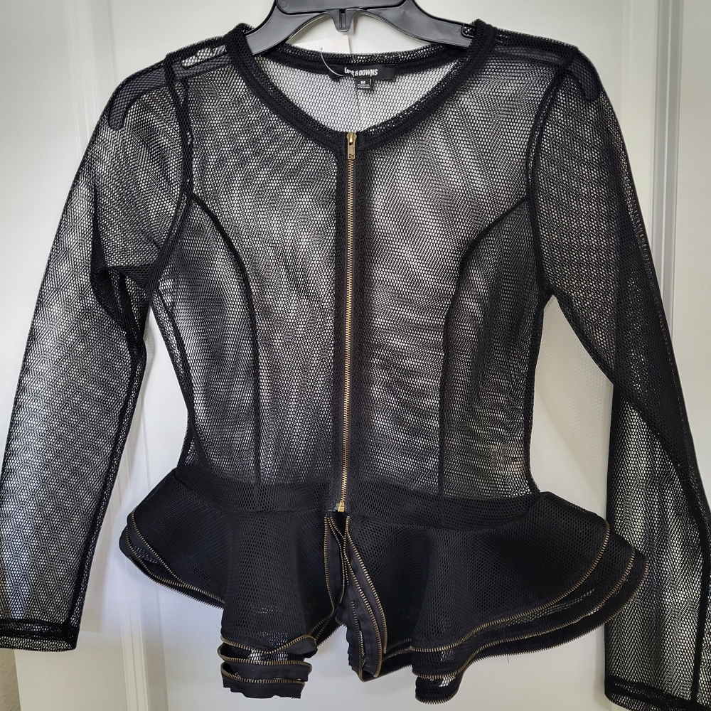 *****SOLD*****Black Mesh Peplum Top